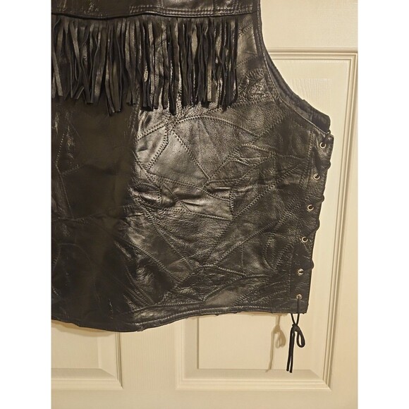 NWT GIOVANNI NAVARRE Genuine Leather Vest Size XXXL 3XL Black Button Up Tassels - Picture 11 of 13